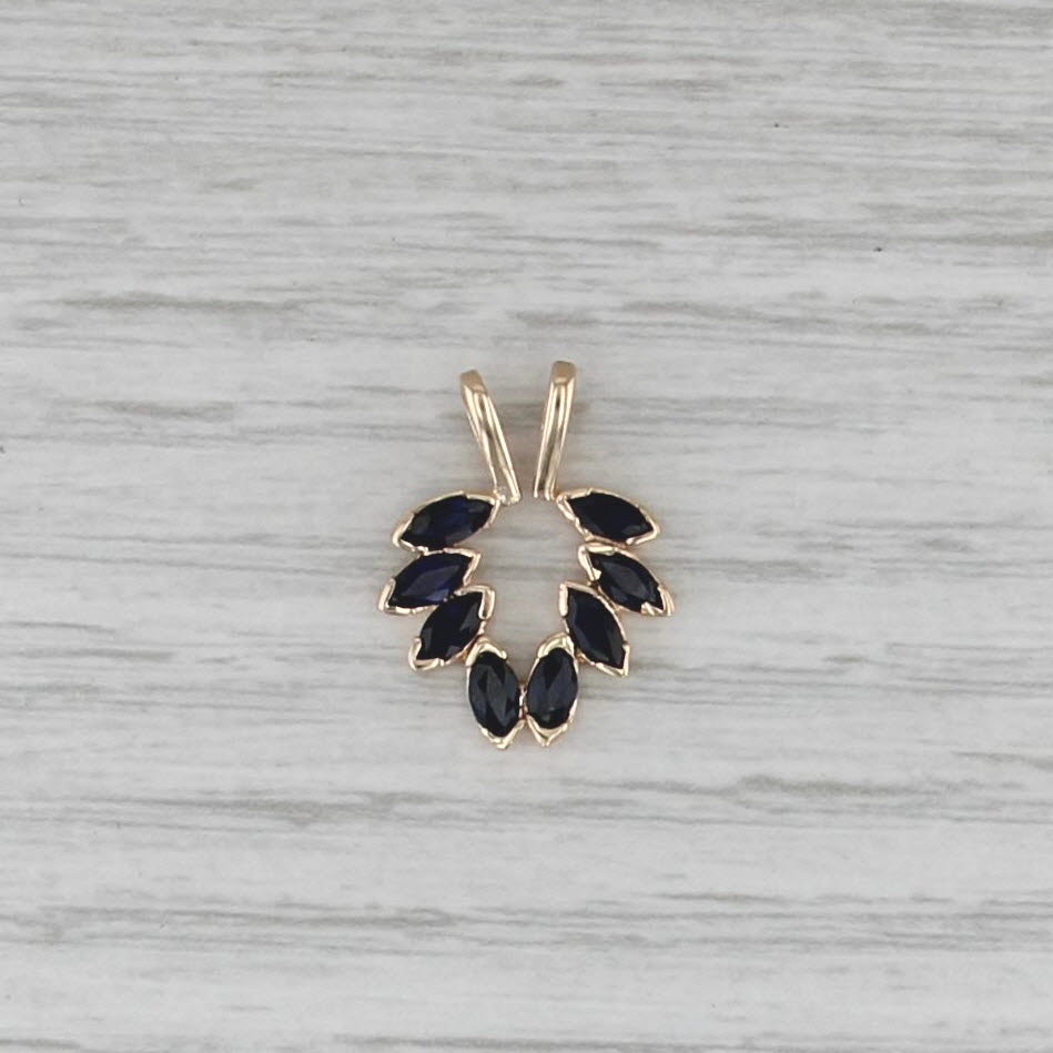 1.20ctw Blue Sapphire Open Enhancer Pendant 14k Yellow Gold