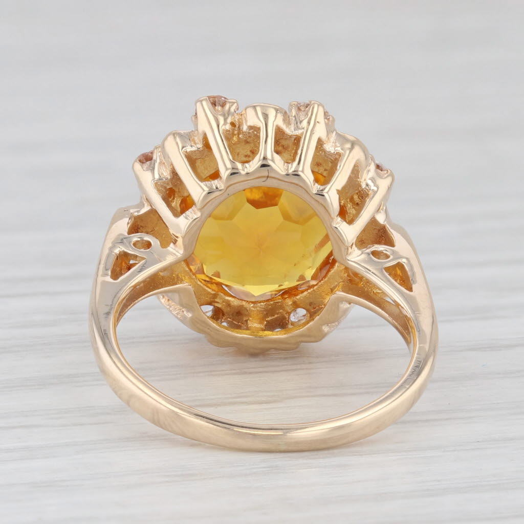 Light Gray Lab Created Yellow Orange Sapphire White Spinel 10k Yellow Gold Ring Size 5.75