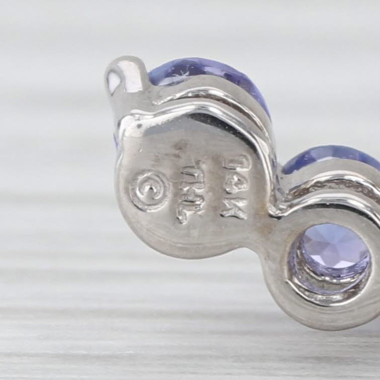 0.91ctw Tanzanite Diamond Journey Pendant Nedcklace 14k White Gold 18" Box Chain