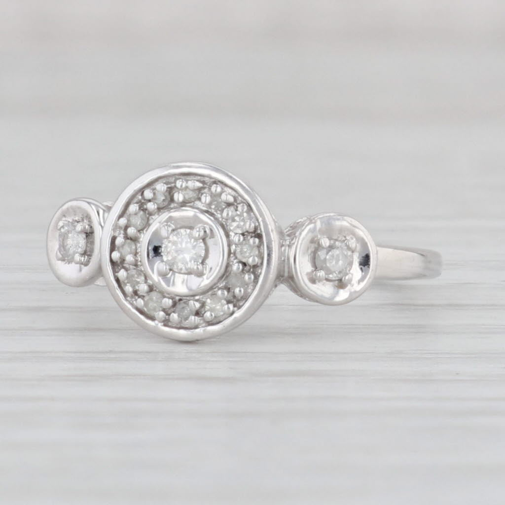 Light Gray 0.12ctw Round Diamond Halo Ring 10k White Gold Size 6.75 Engagement