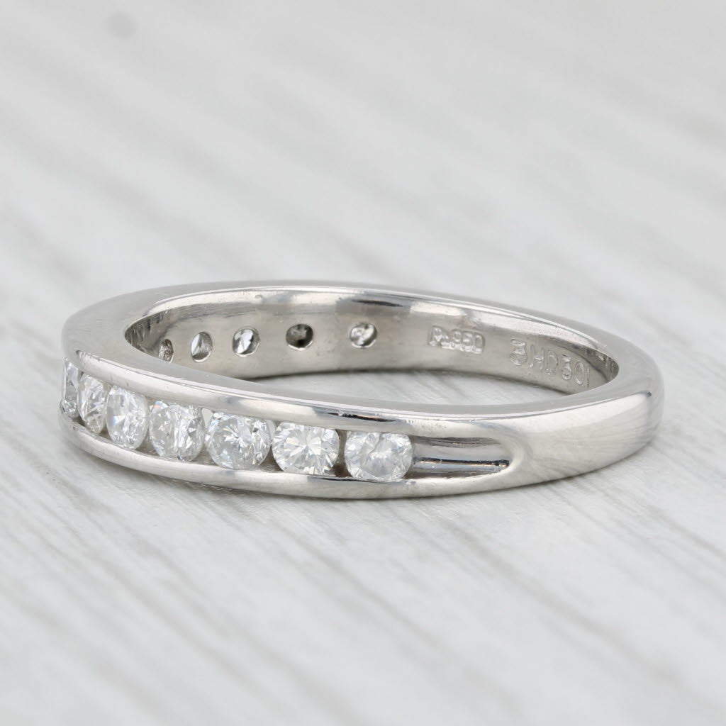 Light Gray 0.85ctw Diamond Wedding Band 950 Platinum Size 8.25 Anniversary Stackable Ring