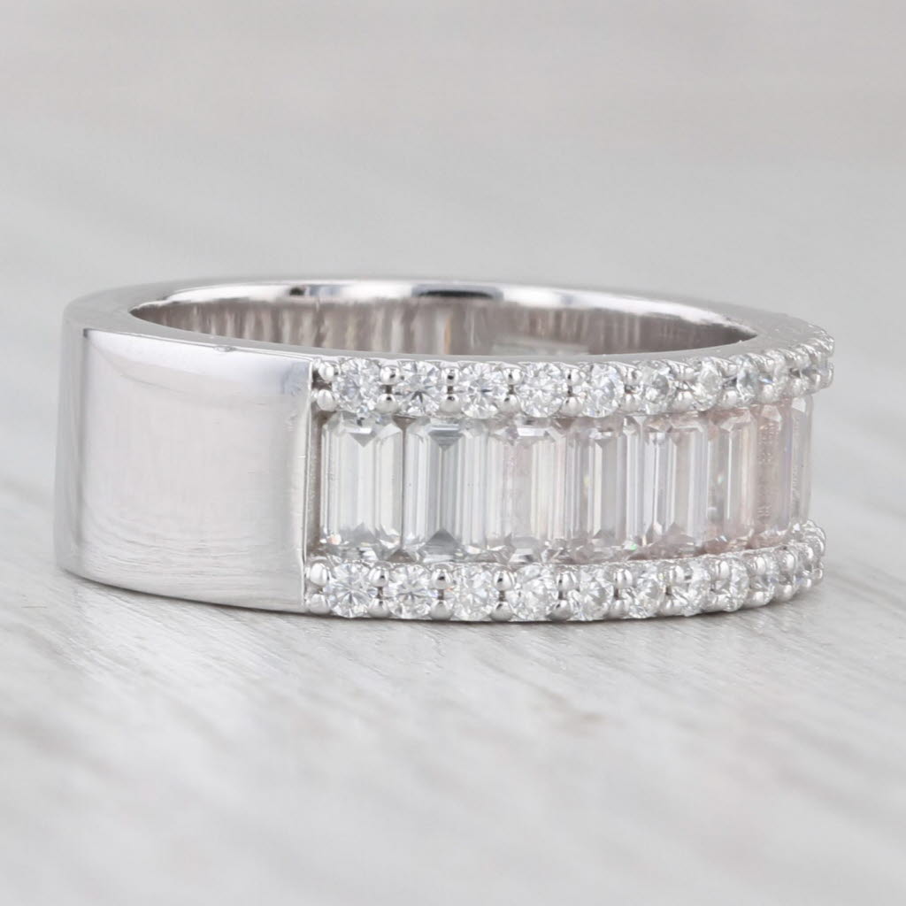 Light Gray 2.17ctw Moissanite Ring 14k White Gold Size 5.75 Stackable Wedding Band