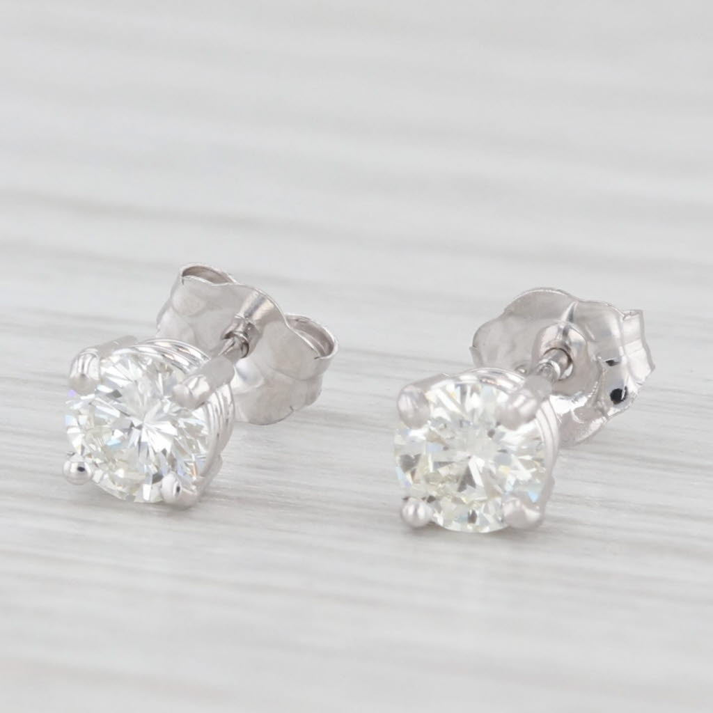 Light Gray New 0.44ctw Diamond Stud Earrings 14k White Gold Round Solitaire Studs