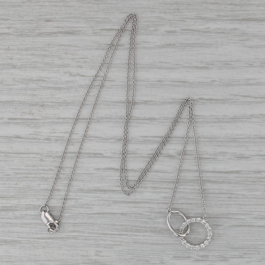 New 0.25ctw Diamond Linked Rings Necklace 14k White Gold 18" Cable Chain