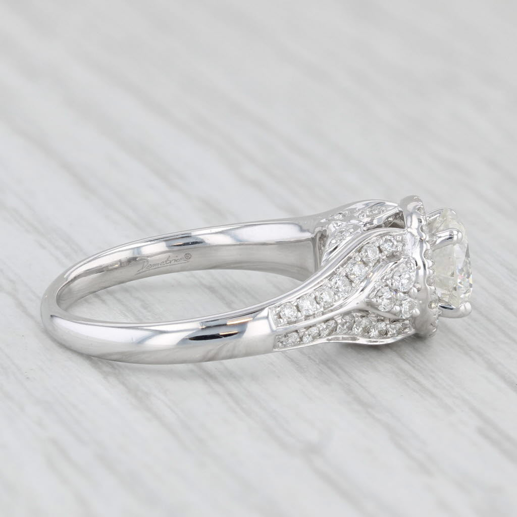 Light Gray 1.53ctw Round Diamond Halo Engagement Ring 14k White Gold Size 6 Demetrios