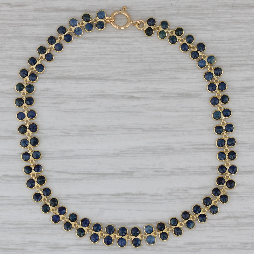 Gray 5ctw Blue Sapphire Tennis Bracelet 18k Yellow Gold 7.25" 5.5mm