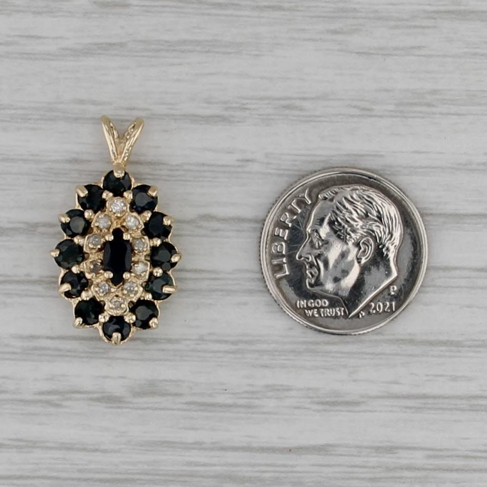 2.31ctw Blue Sapphire Diamond Halo Pendant 14k Yellow Gold