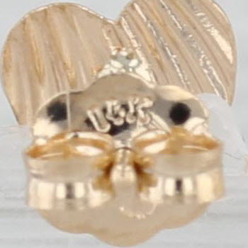 Tan Small Ridge Heart Stud Earrings 14k Yellow Gold Butterfly Backs