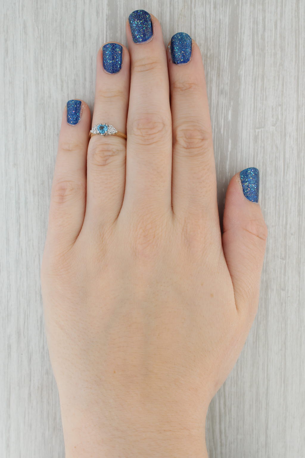 Gray 0.41ctw Heart Topaz Diamond Halo Ring 9k Yellow Gold Size 5.5 British