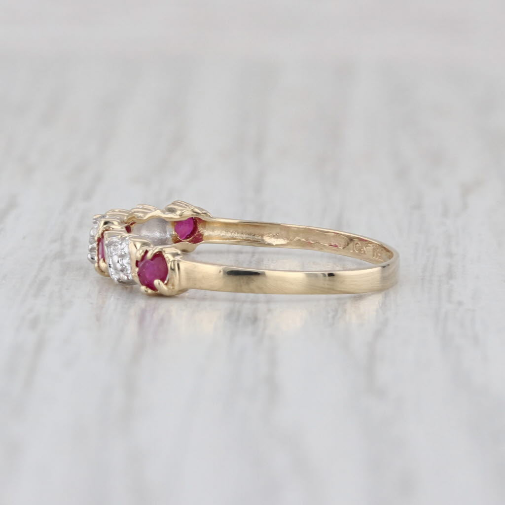 0.25ctw Ruby Diamond Stackable Ring 10k Yellow Gold Size 7