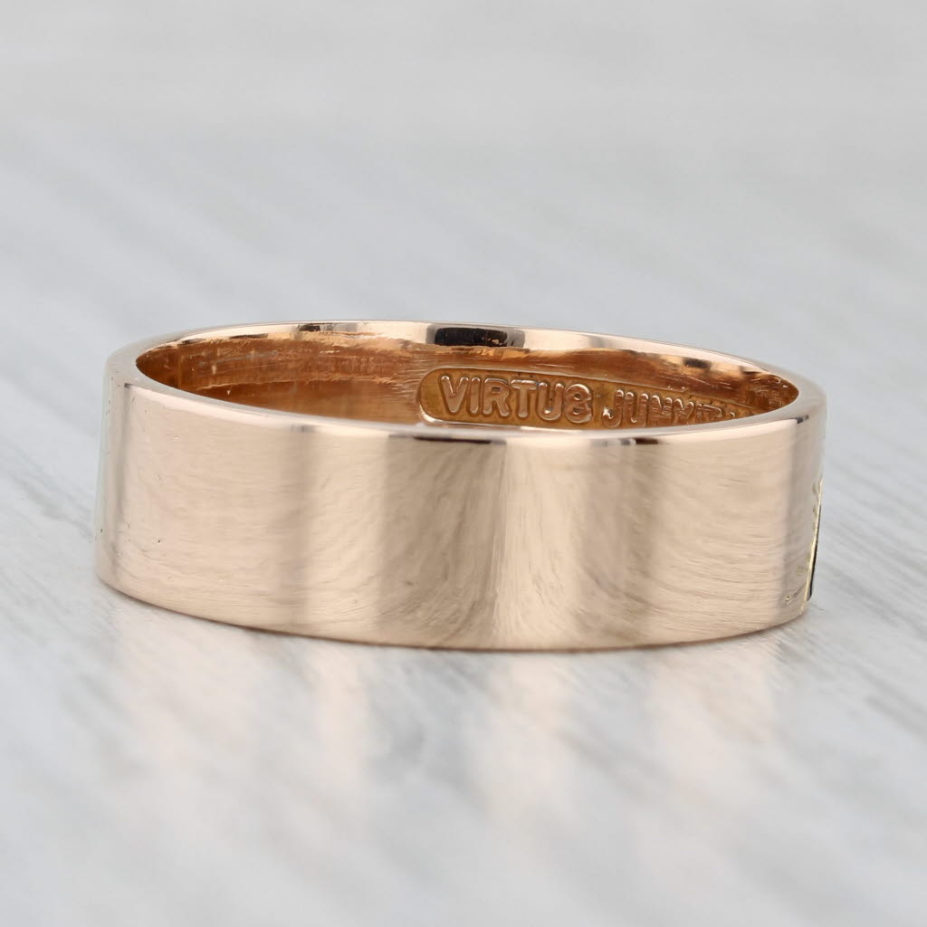 Light Gray Radiant Yod Ring 10k Gold Band Masonic 14th Degree Scottish Rite Size 12.75