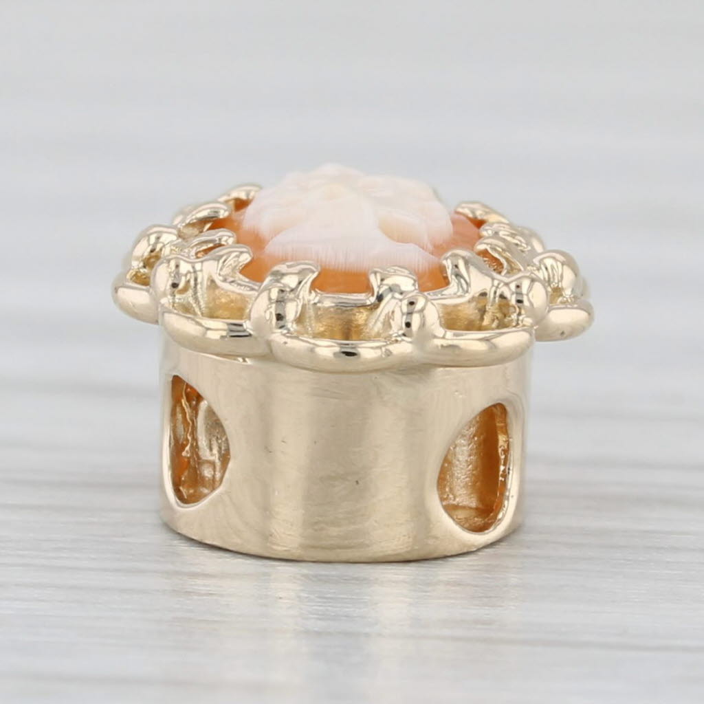 Light Gray Richard Klein Cameo Slide Bracelet Charm 14k Yellow Gold Vintage Carved Shell
