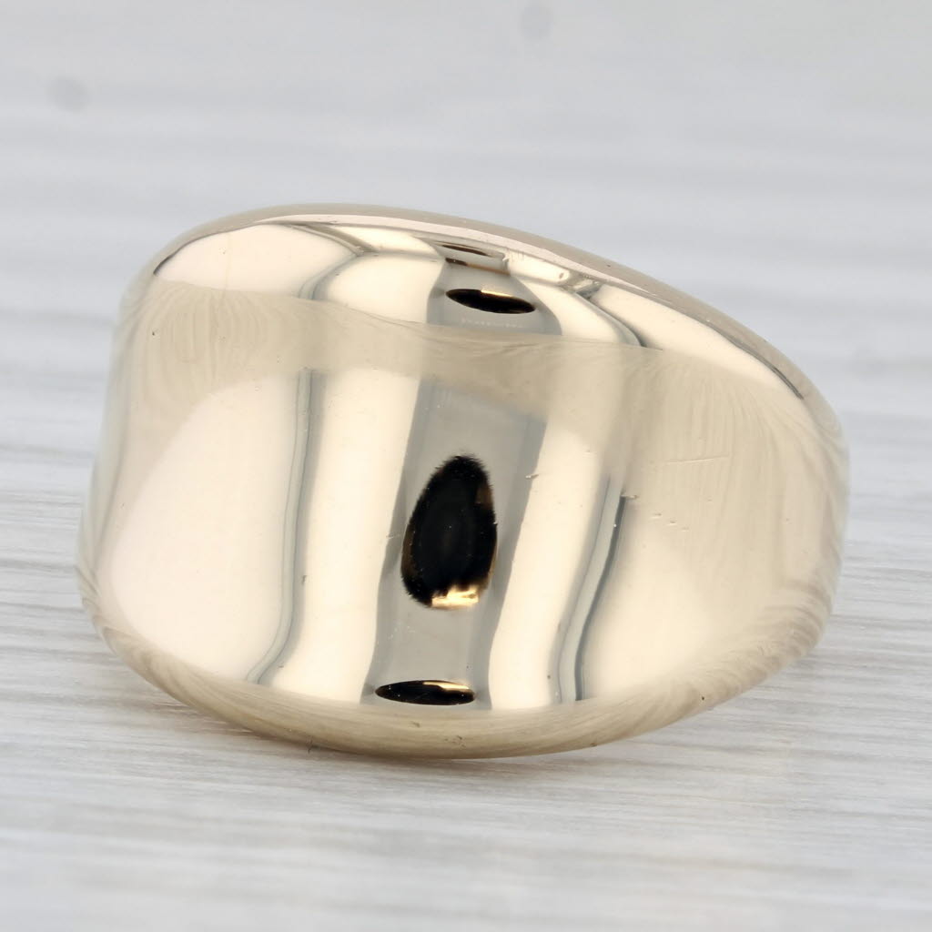 Light Gray Concave Gold Ring 14k Yellow Gold Size 8 Band