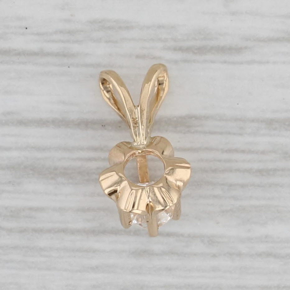 Gray 0.15ct Round VS2 Diamond Solitaire Pendant 14k Yellow Gold Small Drop