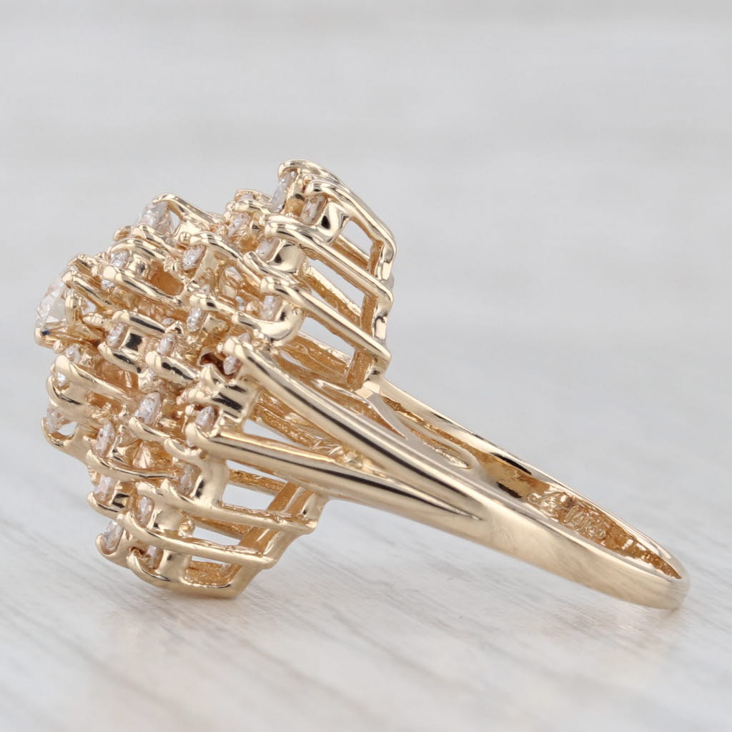 1.77ctw Diamond Cluster Ring 14k Yellow Gold Size 8 Cocktail