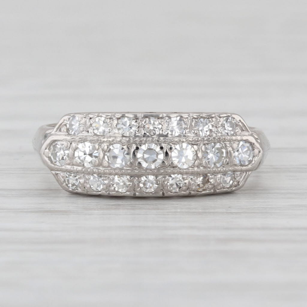 Antique 0.28ctw Diamond Ring 900 Platinum Size 3.25