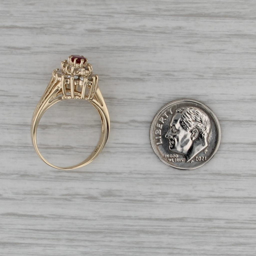 1.10ctw Marquise Ruby Diamond Halo Ring 14k Yellow Gold Size 7.75