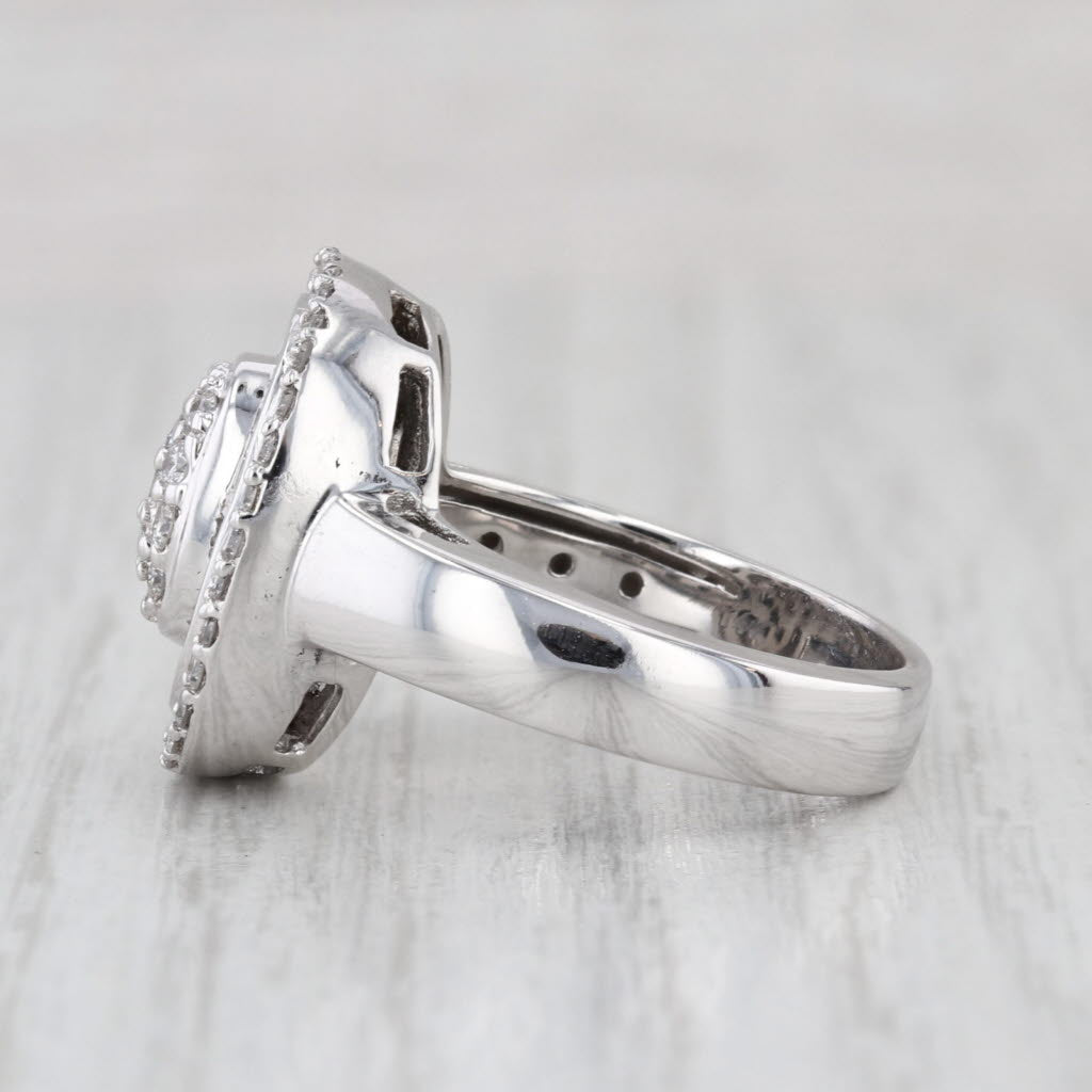 1ctw Diamond Cluster Halo Ring 14k White Gold Size 7.5 Engagement