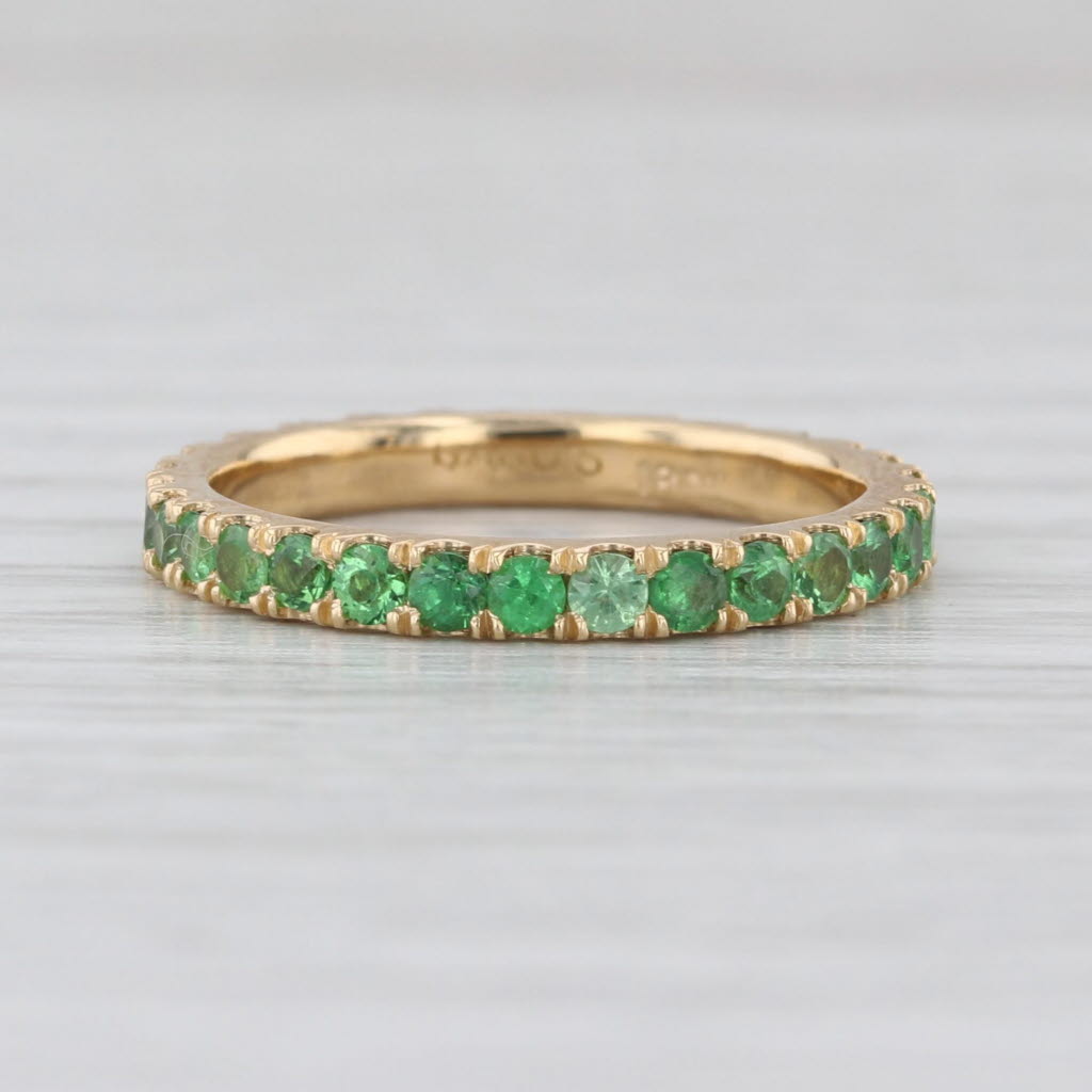 0.90ctw Tsavorite Green Garnet Eternity Ring 18k Yellow Gold Sz 5 Stackable Band