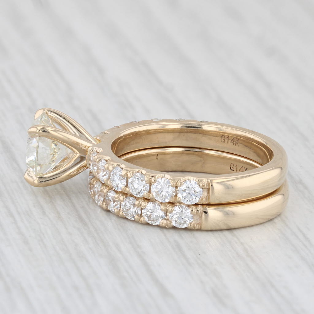 Light Gray New 3.12ctw Diamond Engagement Ring Wedding Band Bridal Set 14k Gold GIA