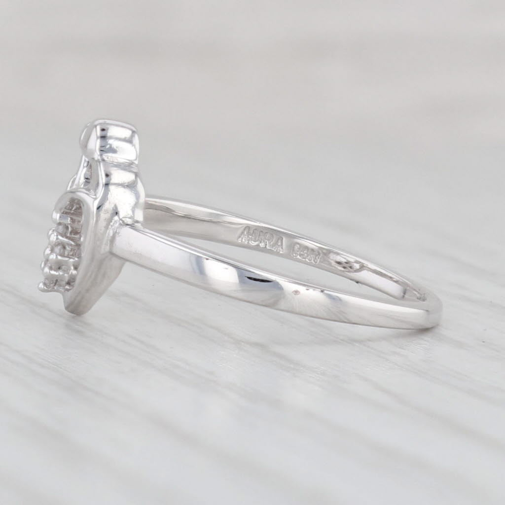 Light Gray Diamond Mother & Child Heart Ring 14k White Gold Size 7