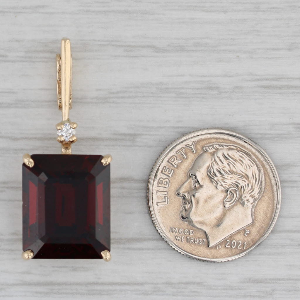 Gray 7.05ct Garnet Solitaire Pendant 14k Yellow Gold Clip Bail Enhancer