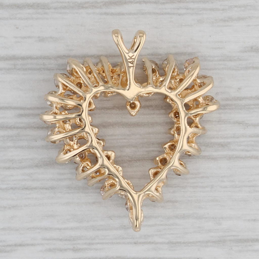 Gray 1ctw Diamond Cluster Open Heart Pendant 14k Yellow Gold