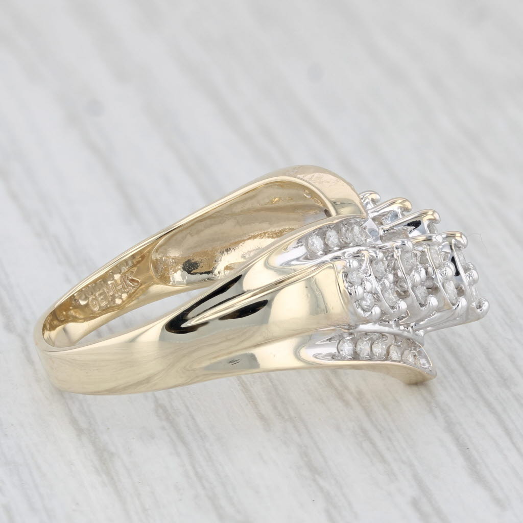 Light Gray 0.24ctw Diamond Contoured Tiered Ring 10k Yellow Gold Size 10.5 Cocktail
