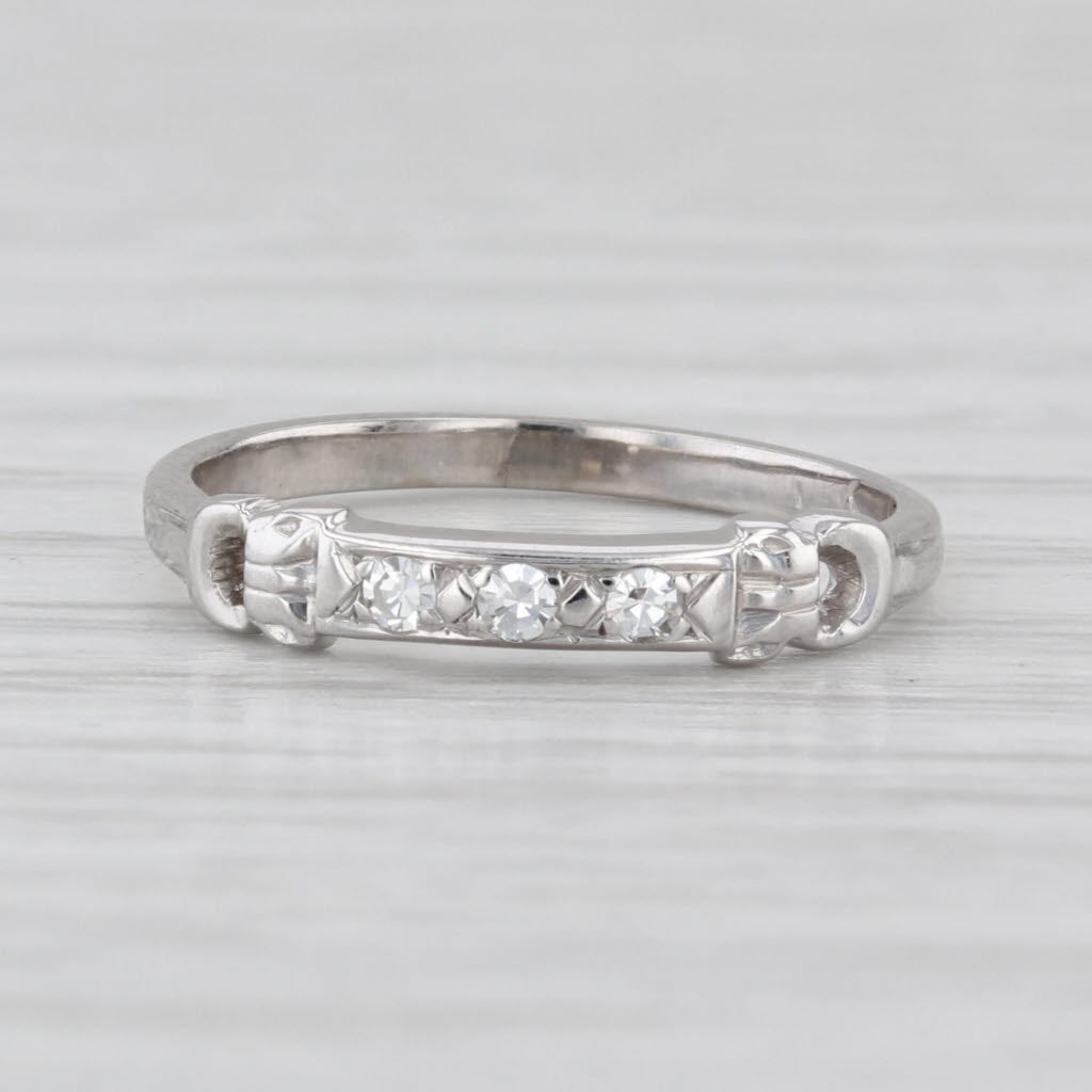 Antique Diamond Wedding Band 18k White Gold Size 3.75 Stackable Anniversary