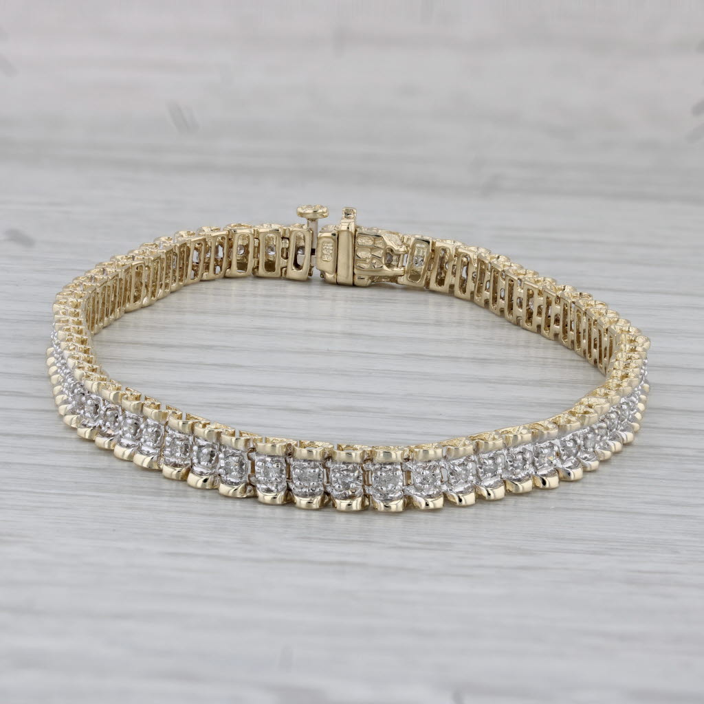 Gray 0.33ctw Diamond Tennis Bracelet 14k Yellow Gold 7.25" 4.9mm