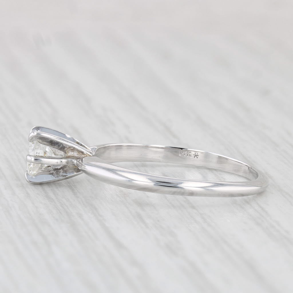 Light Gray 0.50ct Round Diamond Solitaire Engagement Ring 14k White Gold Size 8.5