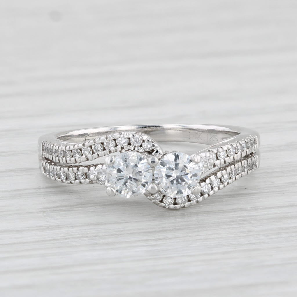 Light Gray Ever Us 0.65ctw 2-Diamond Engagement Anniversary Ring 14k White Gold Size 7