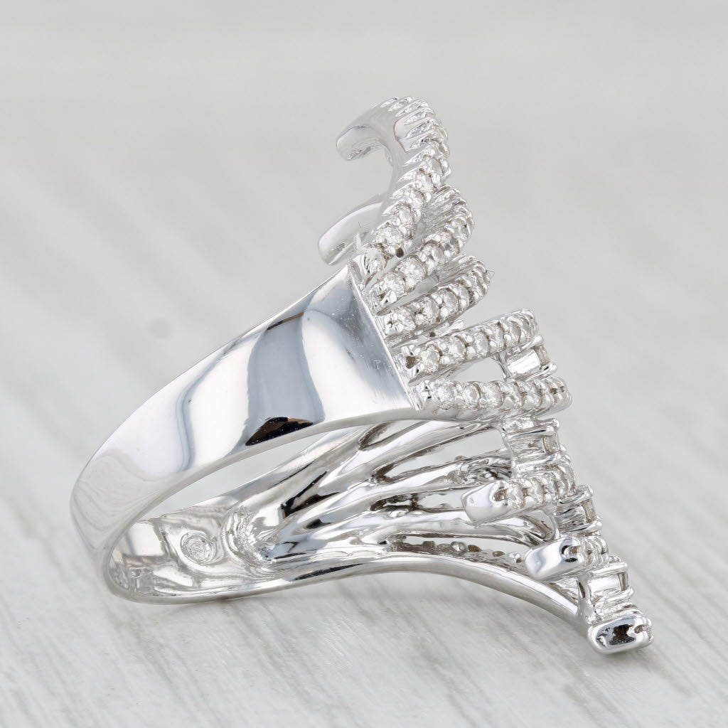 Light Gray 1.30ctw Diamond Bypass Ring 18k White Gold Size 8 Cocktail