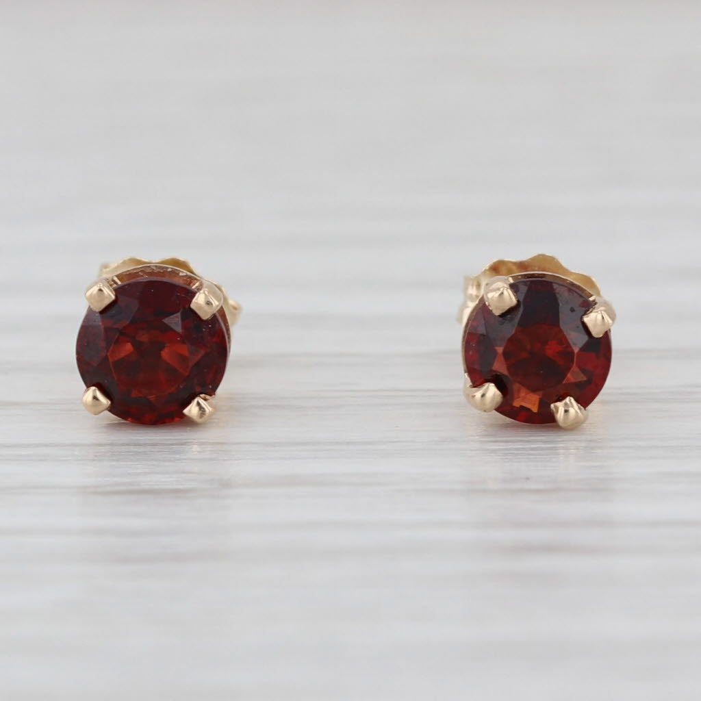 1.20ctw Round Garnet Solitaire Stud Earrings 14k Yellow Gold Studs