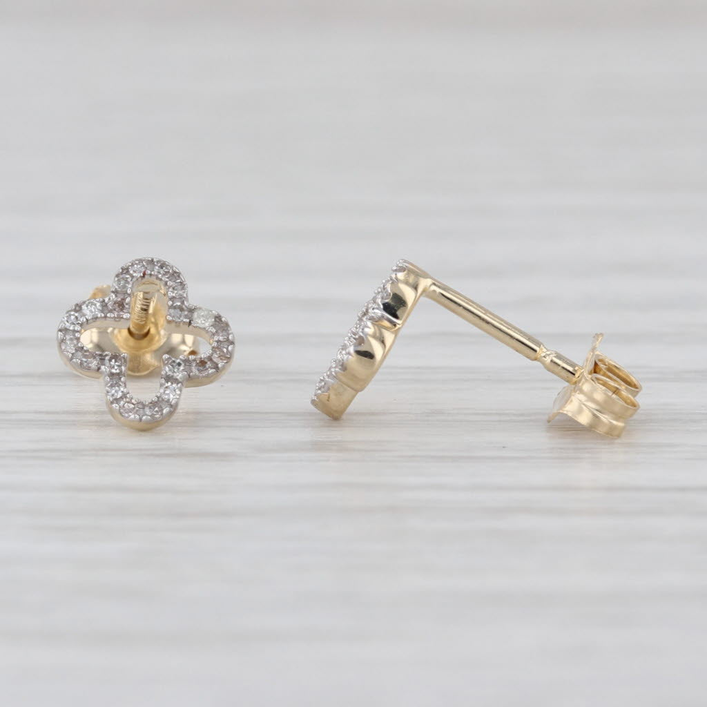 0.10ctw Diamond Clover Cross Stud Earrings 14k Yellow Gold Studs