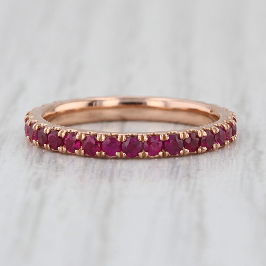 1ctw Natural Lab Grown Ruby Sapphire Eternity Band 18k Gold Stackable Ring