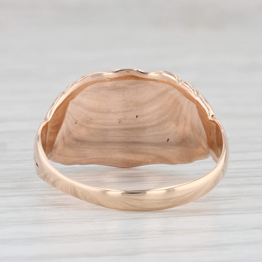 Light Gray Antique Engravable Signet Ring 10k Yellow Gold Size 7.5 Cigar Band AS IS