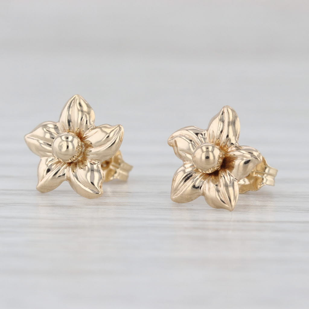 Flower Stud Earrings 14k Yellow Gold Floral Studs