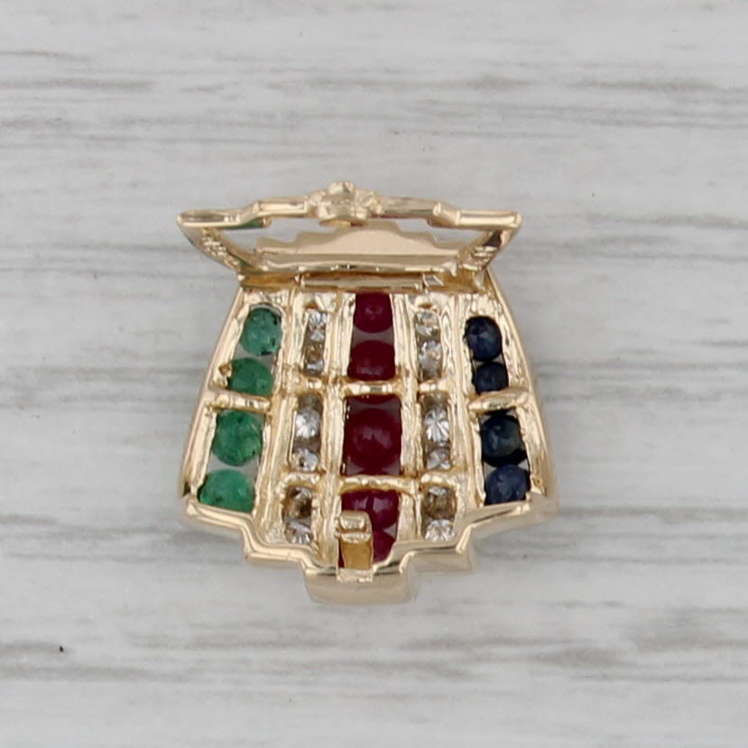 1.42ctw Ruby Emerald Sapphire Diamond Pendant 14k Yellow Gold Slide Enhancer