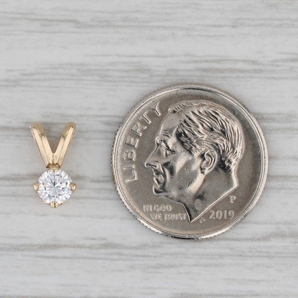 Gray Small 0.22ct Round Diamond Solitaire Pendant 14k Yellow Gold