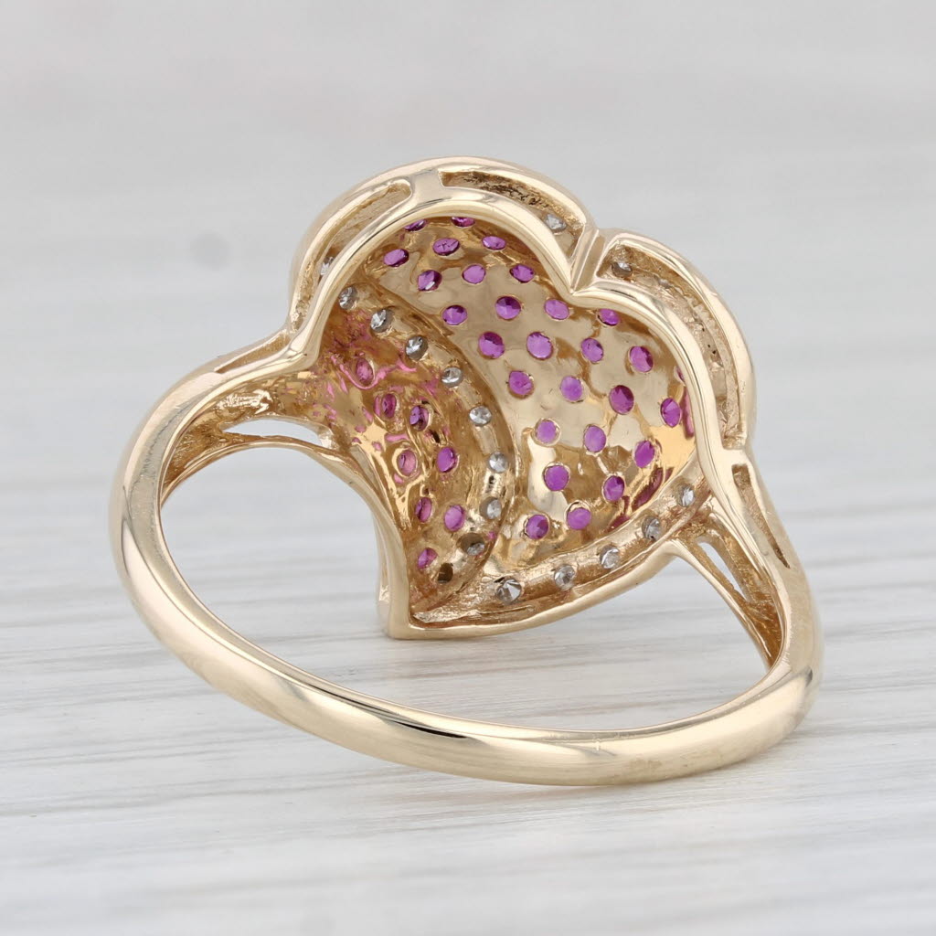 Light Gray 0.86ctw Pink Sapphire Diamond Heart Ring 10k Yellow Gold Size 9.25