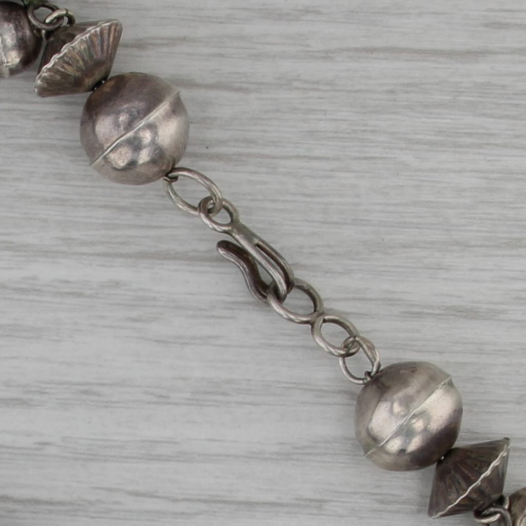 Turquoise Tribal Pendant Bead Necklace Sterling Silver Native American Ashley