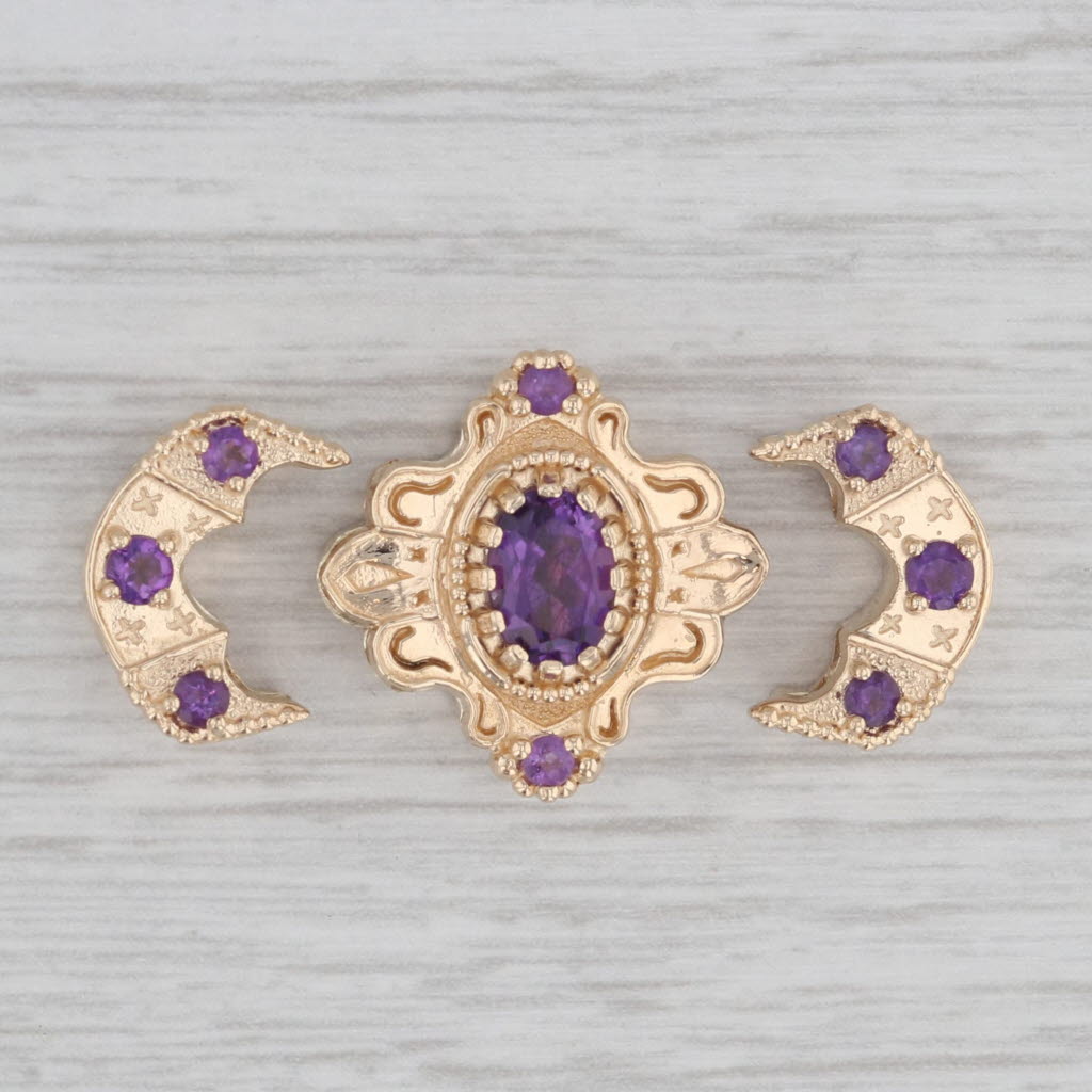 Gray Richard Glatter 1.10ctw Amethyst Slide Bracelet Charm Enhancer Spacer 14k Gold