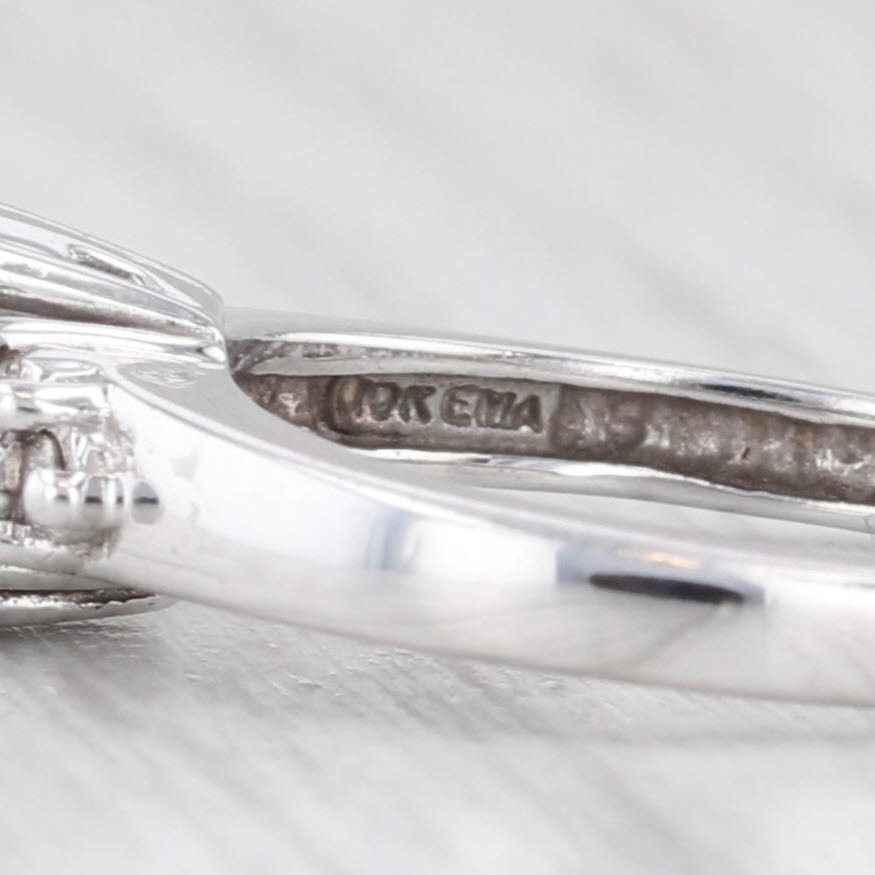 0.70ctw Oval Aquamarine Diamond Ring 10k White Gold Size 6