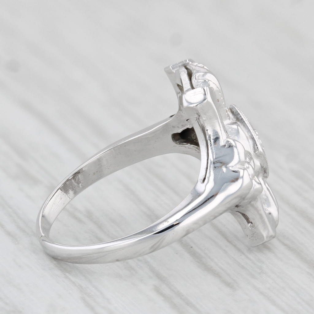 Light Gray Vintage Diamond Ring 14k White Gold Ornate Openwork Size 2.5