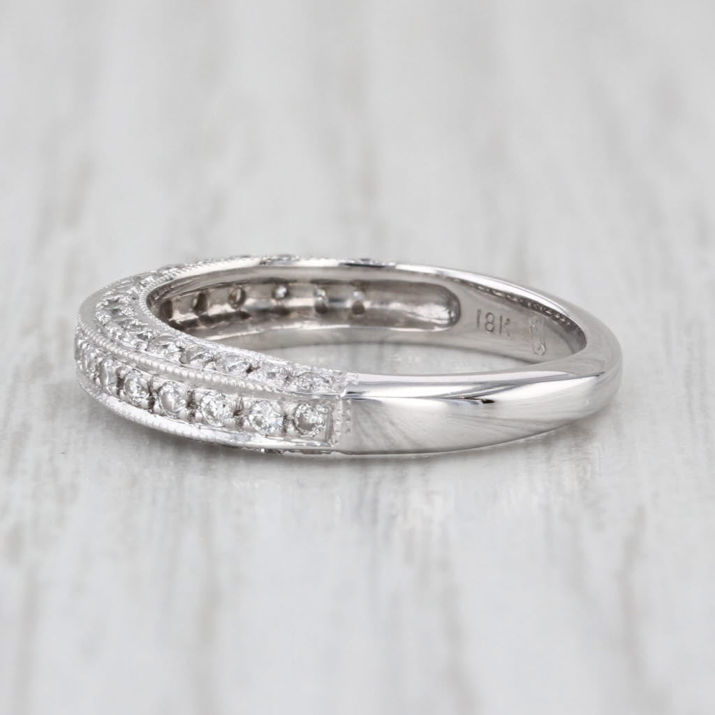 0.42ctw Diamond Wedding Band 18k White Gold Size 5 Stackable Anniversary Ring