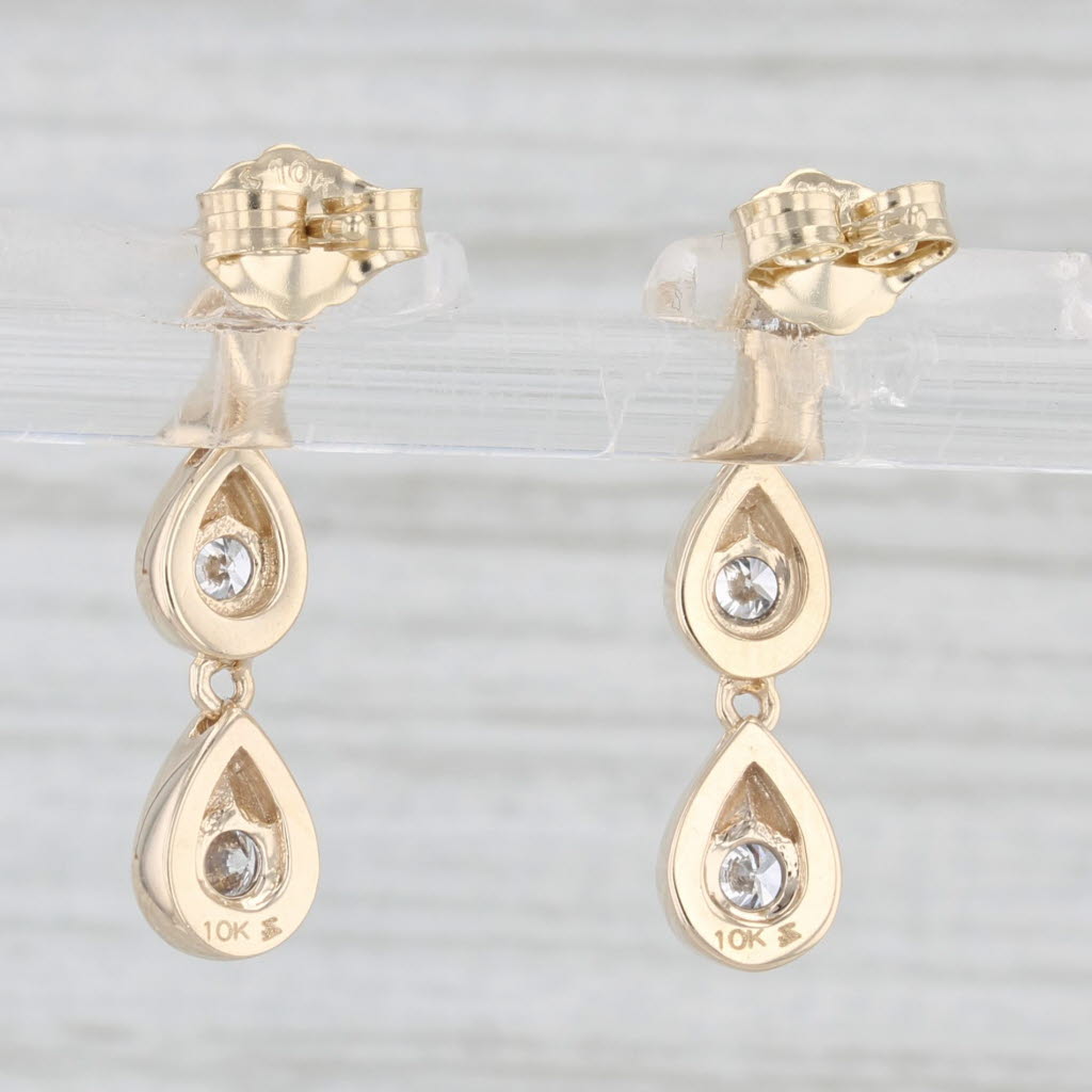 Light Gray 0.36ctw Diamond Teardrop Journey Earrings 10k Yellow Gold Pierced Dangles