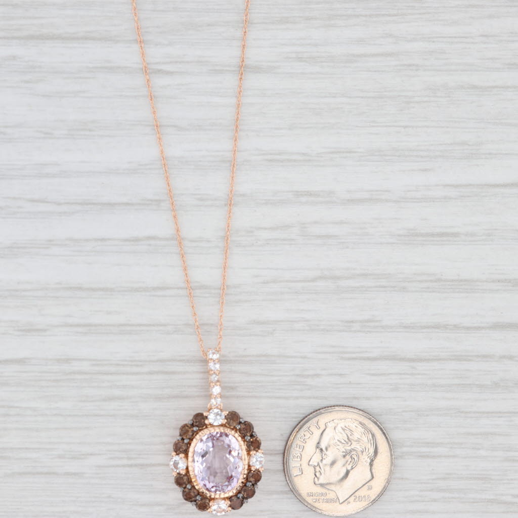 Light Gray Le Vian 4.04ctw Amethyst Quartz Sapphire Pendant Necklace 14k Rose Gold 18"