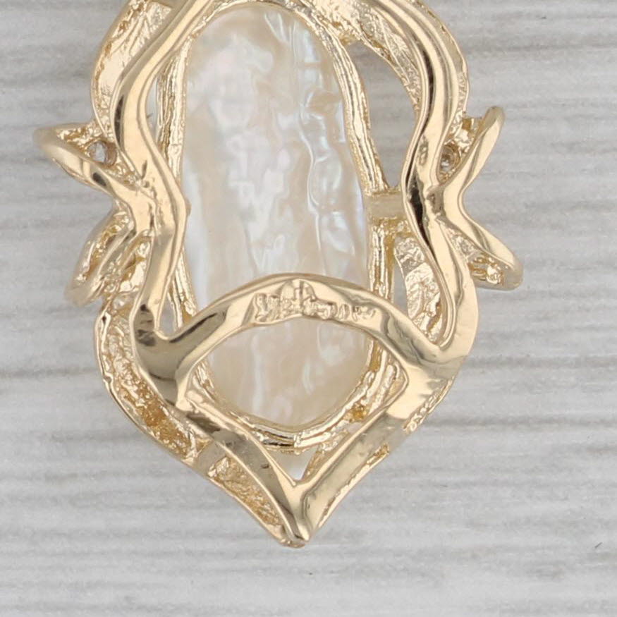 Gray Keshi Pearl Diamond Pendant 14k Yellow Gold