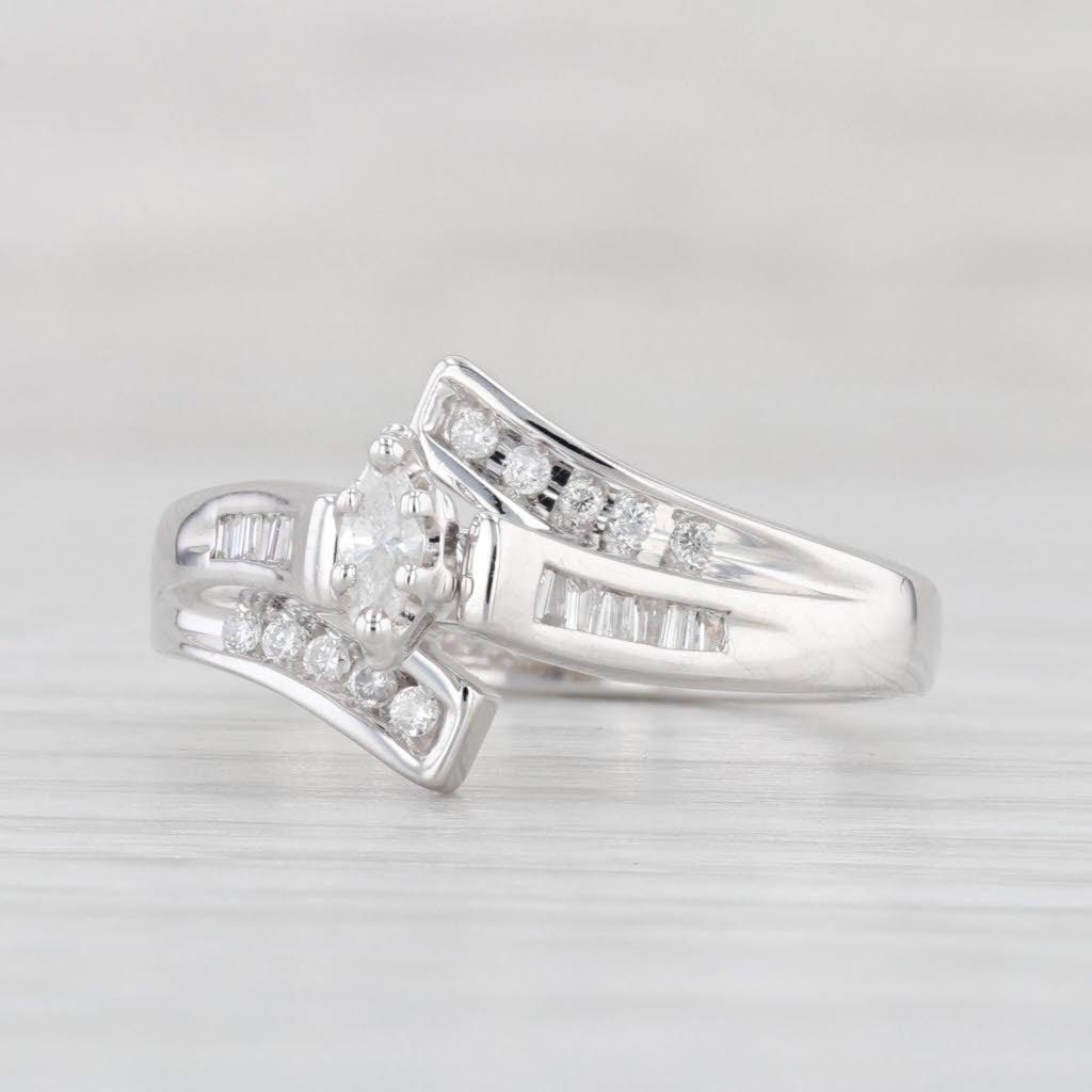 Light Gray 0.23ctw Diamond Engagement Ring 14k White Gold Size 7 Bridal